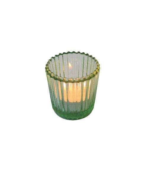 Bicchierine rigato porta tealight in vetro - Verde scuro