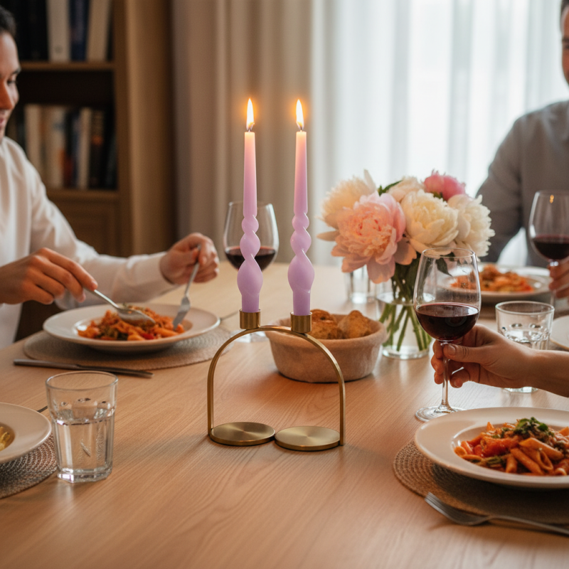 Set 2 candele voluta laccate h 30 cm - Viola Polvere