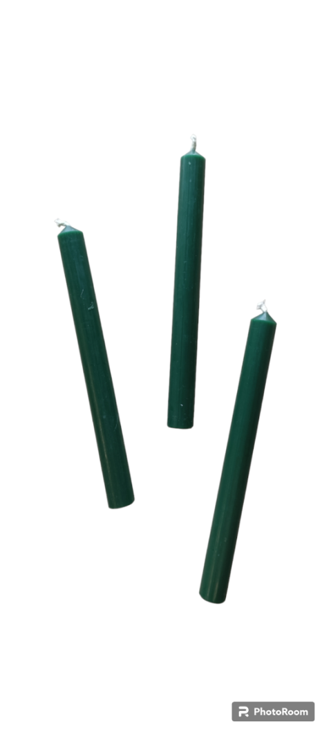 Candele cilindriche colore pieno Ø 1,9 cm 12 pezzi - Verde scuro