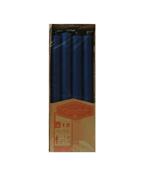 Candele cilindriche colore pieno Ø 1,9 cm 12 pezzi - Blu Notte