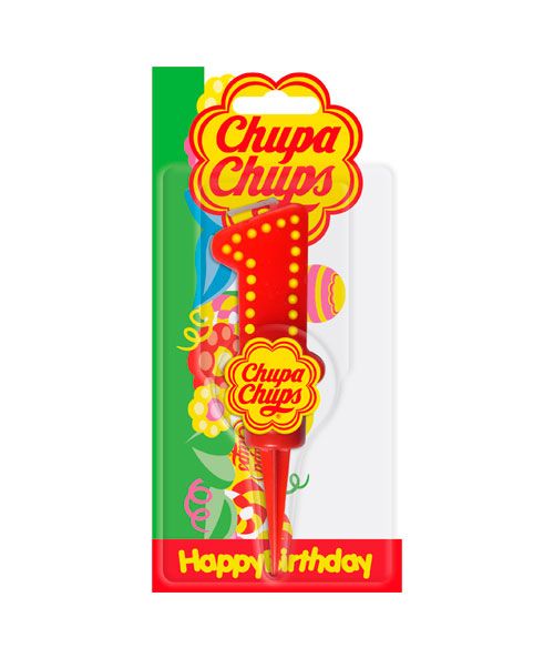 Candela compleanno Chupa Chups Numero 1 con supporto