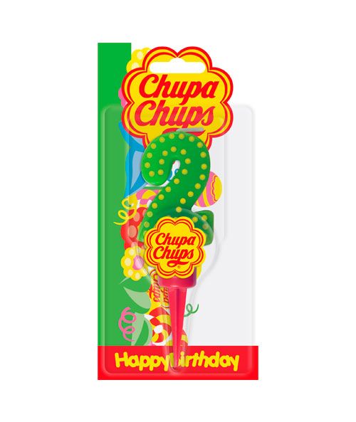 Candela compleanno Chupa Chups Numero 2 con supporto