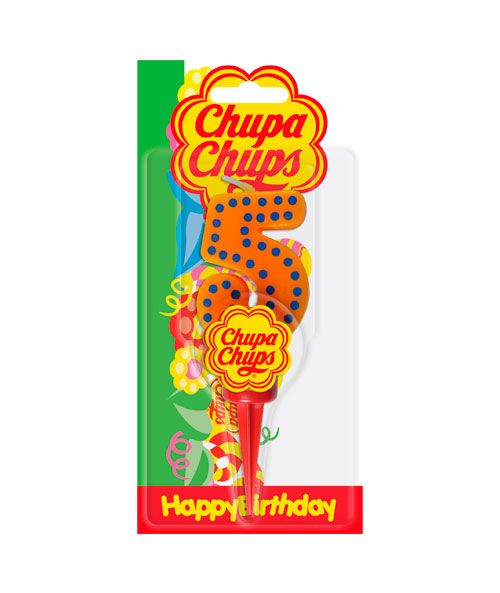 Candela compleanno Chupa Chups Numero 5 con supporto