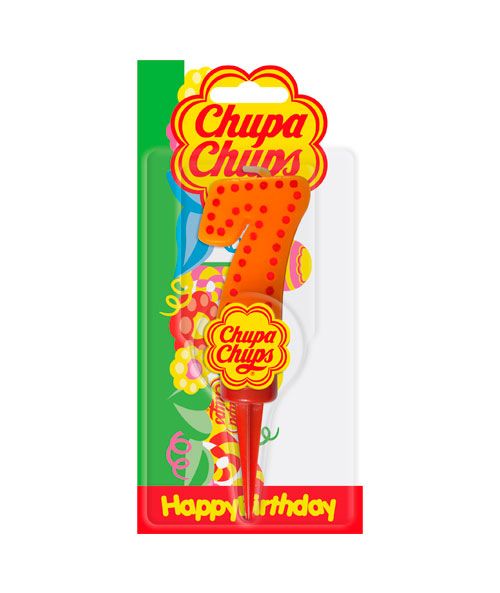 Candela compleanno Chupa Chups Numero 7 con supporto