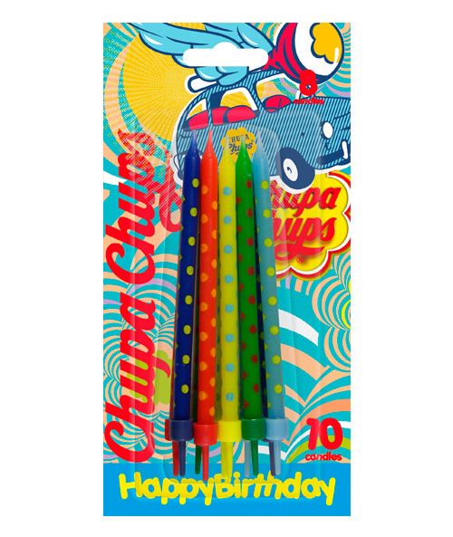 10 Candeline Chupa Chups pastello maxi a pois con supporto
