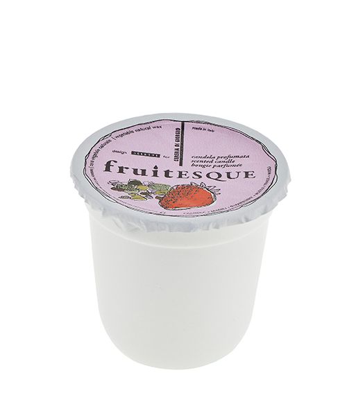 Candela profumata in vasetto yogurt - Fragola & muesli