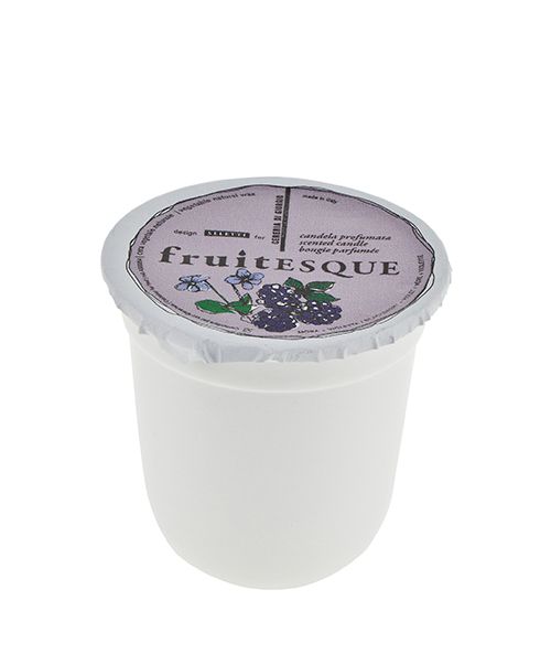 Candela profumata in vasetto yogurt - Mora & violetta