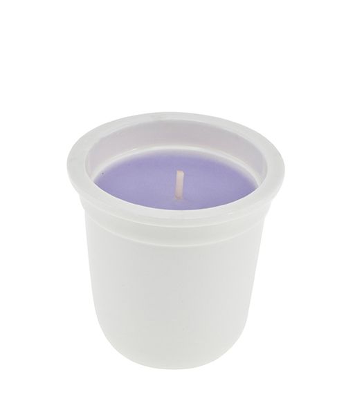 Candela profumata in vasetto yogurt - Mora & violetta