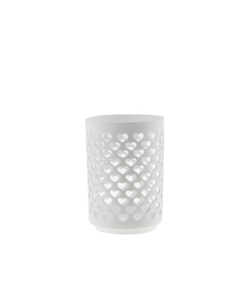 Porta tealight in porcellana traforato Ø 7,3 cm h 10,5 cm