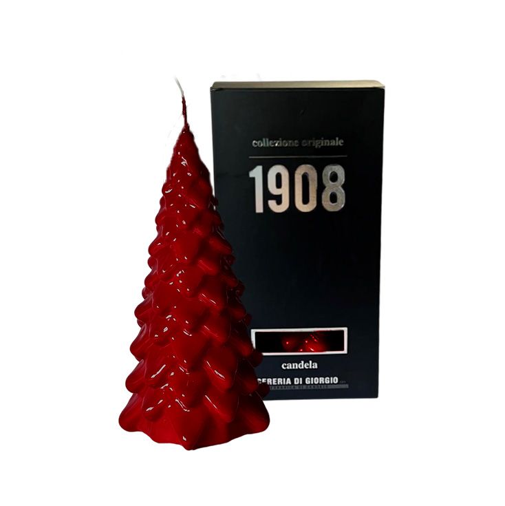 Candela Albero di Natale artigianale - Bordeaux- Altezza 20 cm