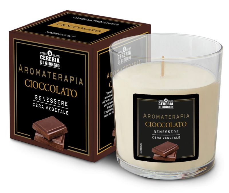 Candela Vegana Vegetale profumata in bicchiere Aromaterapia - A Cioccolato  - 44 ORE