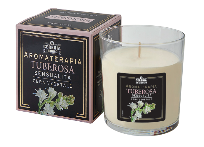 Candela Vegetale Vegana profumata in bicchiere Aromaterapia - Tuberosa - 44 ORE