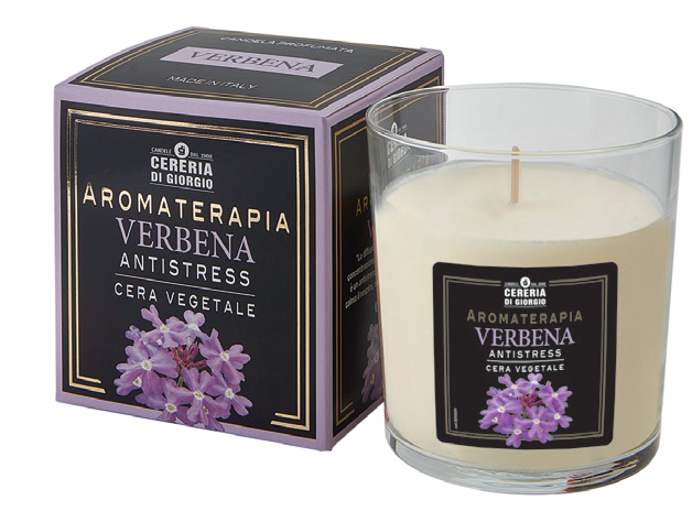 Candela Vegetale Vegana profumata in bicchiere Aromaterapia - Verbena - 44 ORE