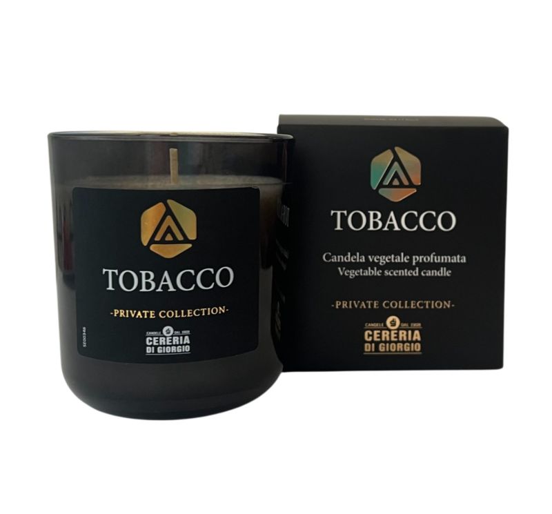 Candela Vegetale Vegana profumata in bicchiere Aromaterapia Black - Tobacco- 44 ORE