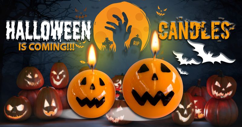 Candela di Halloween - Sfera diametro 10 cm decorata a mano