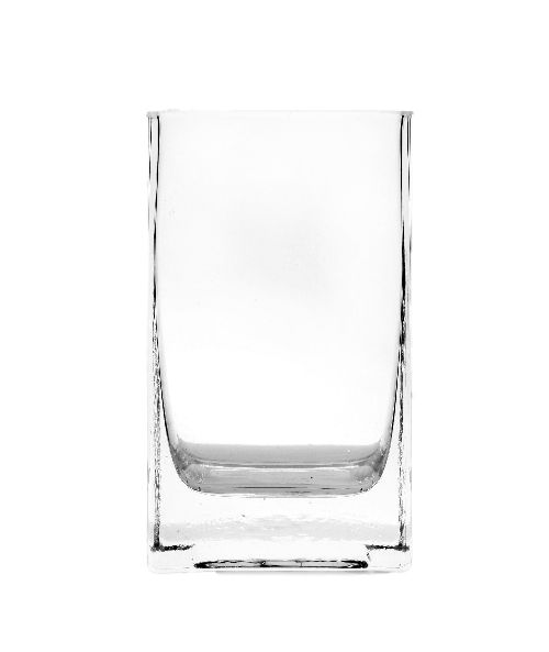 Vaso quadrato in vetro trasparente 8x8x14 cm