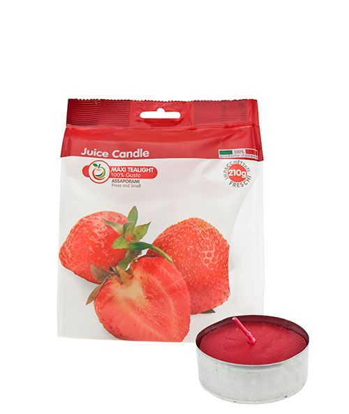 Maxi tealight alla frutta Juice Candle 5 pezzi - Fragola