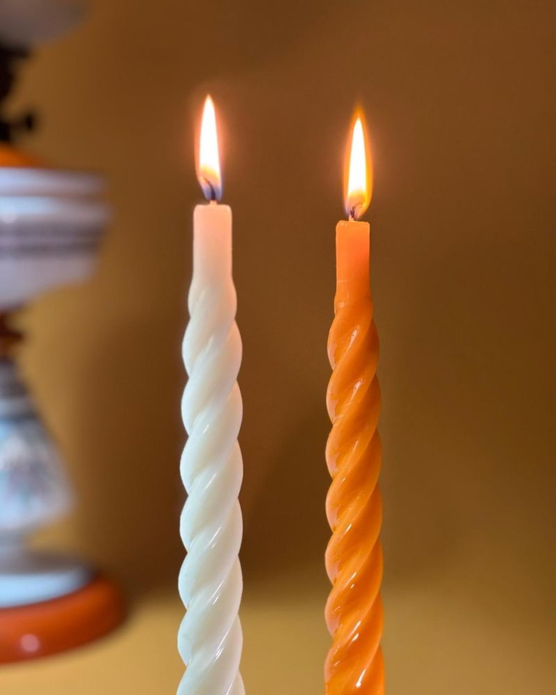 Candele laccate tortiglione Ø 2,2 cm h. 21 cm 3 pezzi - Mocha Mousse