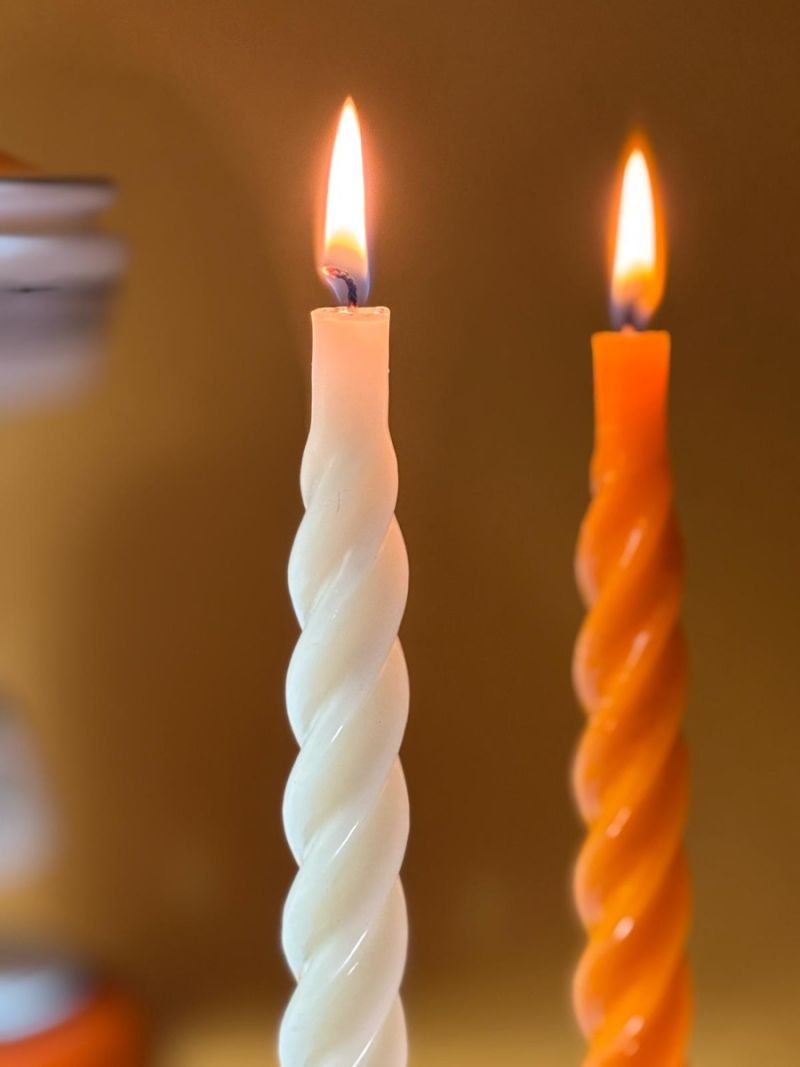 Candele laccate tortiglione Ø 2,2 cm h. 21 cm 3 pezzi - Bordeaux