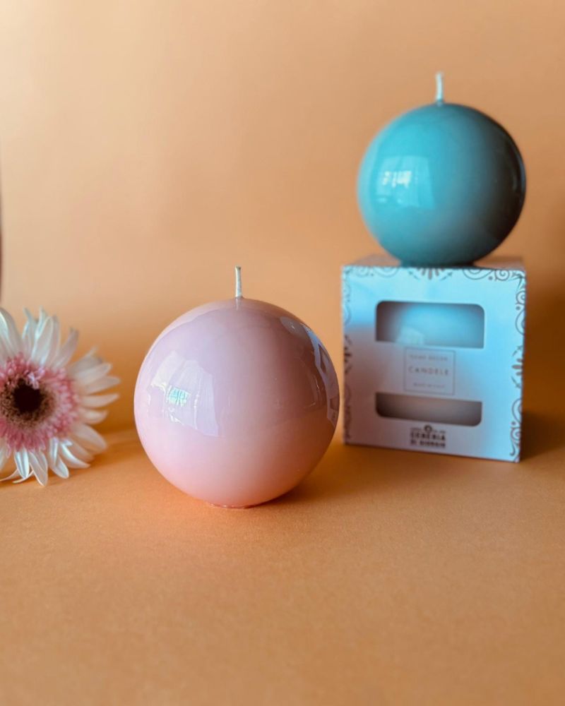 Candela sfera Laccata Ø 10 cm - 1 pezzo - Dusty Blue - Home Decor
