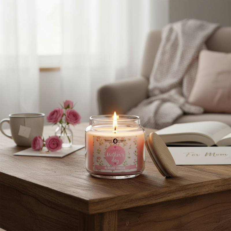 Candela profumata Vaniglia in Giara in Ventro - per  Festa della Mamma