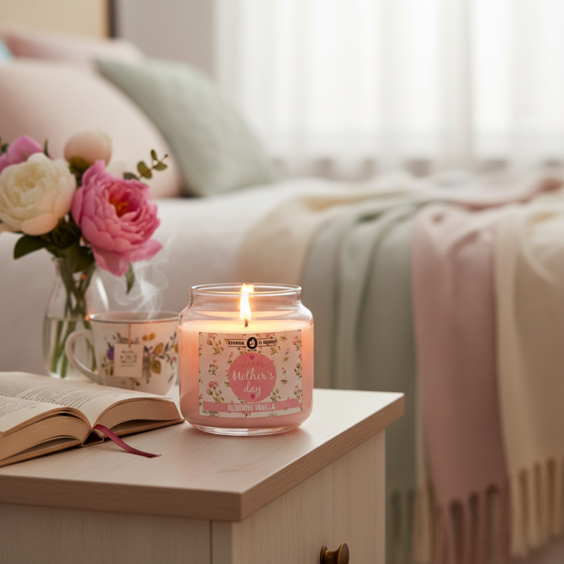 Candela profumata Vaniglia in Giara in Ventro - per  Festa della Mamma