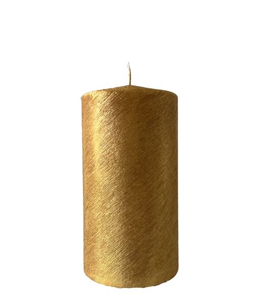 Cero graffiato metallizzato artigianale diametro 8 cm h. 15 cm - Oro
