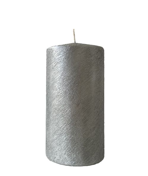 Cero graffiato metallizzato artigianale diametro 8 cm h.15 cm - Argento