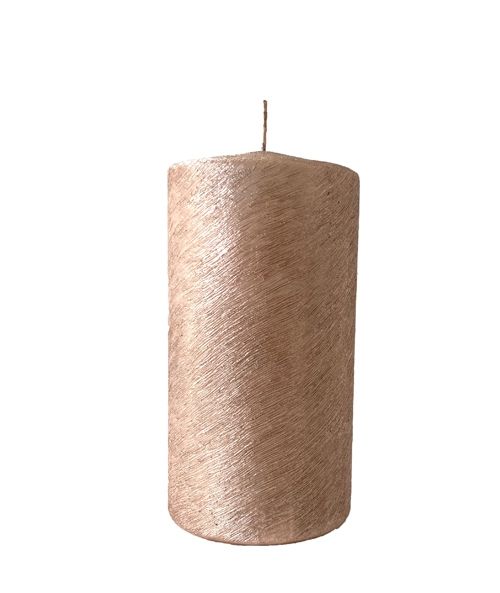 Cero graffiato metallizzato artigianale diam. 8 cm h.15 cm - Rose Gold