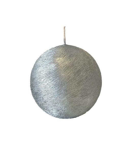 Sfera graffiata metallizzata artigianale diametro 10 cm - Argento