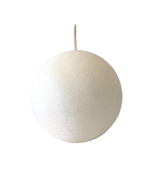 Sfera graffiata metallizzata artigianale diametro 10 cm - Bianco perla