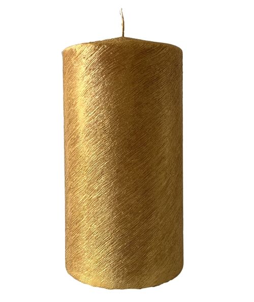 Cero graffiato metallizzato artigianale diametro 10 cm h. 20 cm - Oro