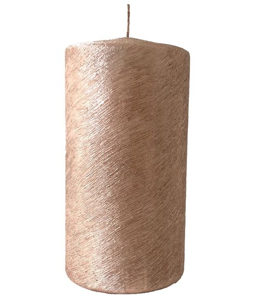 Cero graffiato metallizzato artigianale diam. 10 cm h.20 cm - Rose Gold