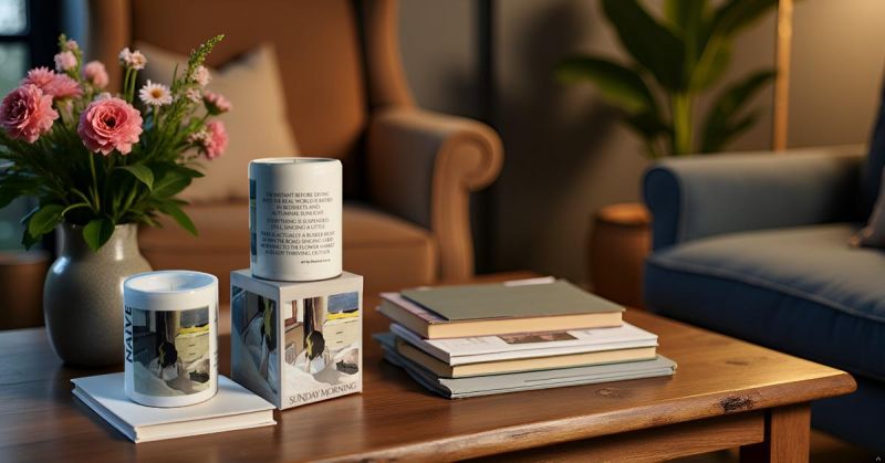 Candela Vegetale Vegana profumata in bicchiere in vaso di porcellana con decorazione artistica - Collezione Naive - Sunday Morning - 44 ORE