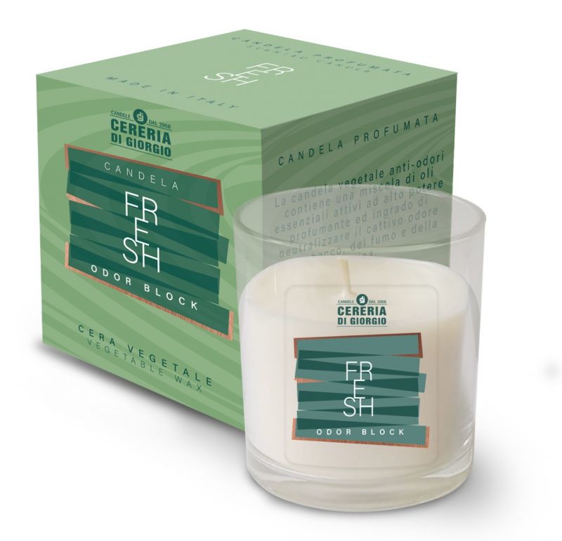 Candela in bicchiere con astuccio Odor Block - Fresh