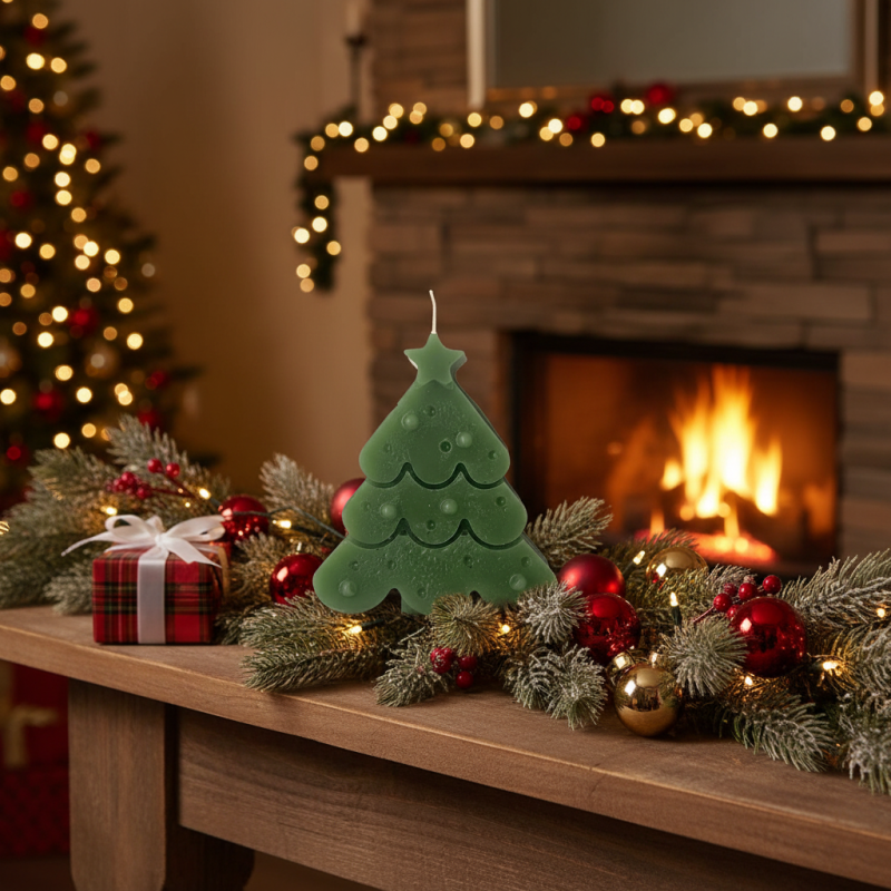 Candela a forma di Albero di Natale artigianale -profumato - Pocket Season - Natale