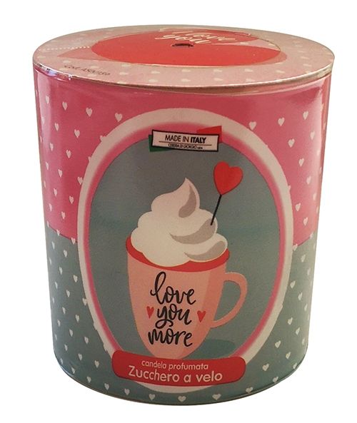 Candela in bicchiere profumata allo zucchero a velo Love You