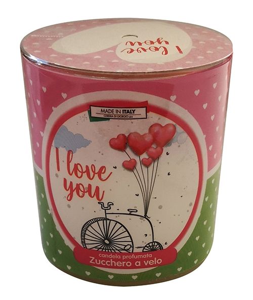 Candela in bicchiere profumata allo zucchero a velo Love You