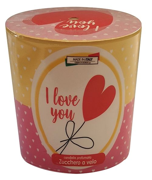 Candela in bicchiere profumata allo zucchero a velo Love You