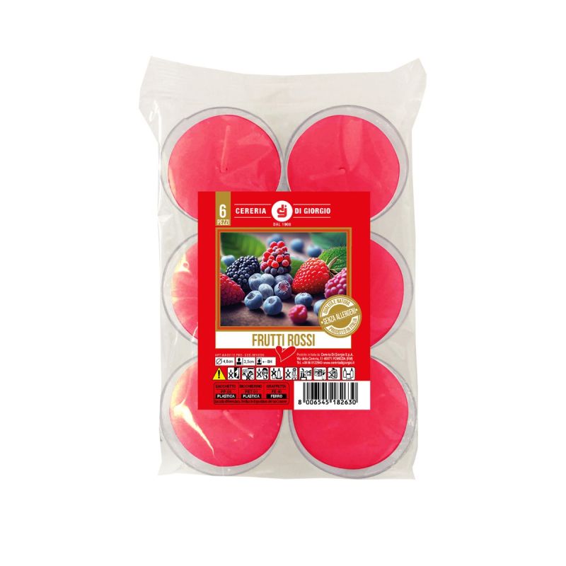 Candele profumate Berries in bicchierino - 6 pezzi - Senza allergeni