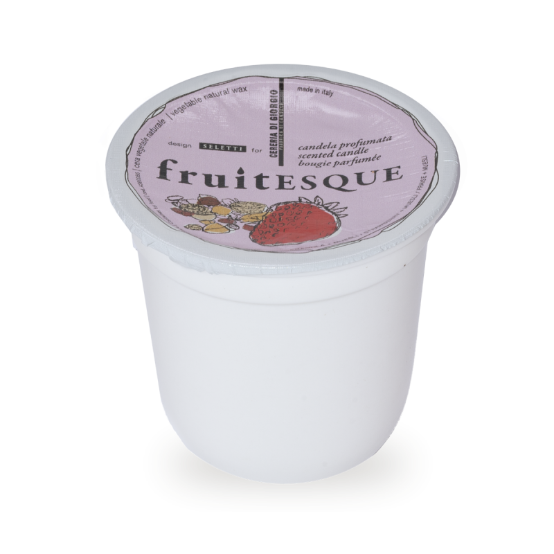 Candela profumata in vasetto di porcellana - Fragola e Musueli - Yogurt