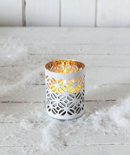 Porta tealight in porcellana traforato Ø 6 cm h 7,8 cm